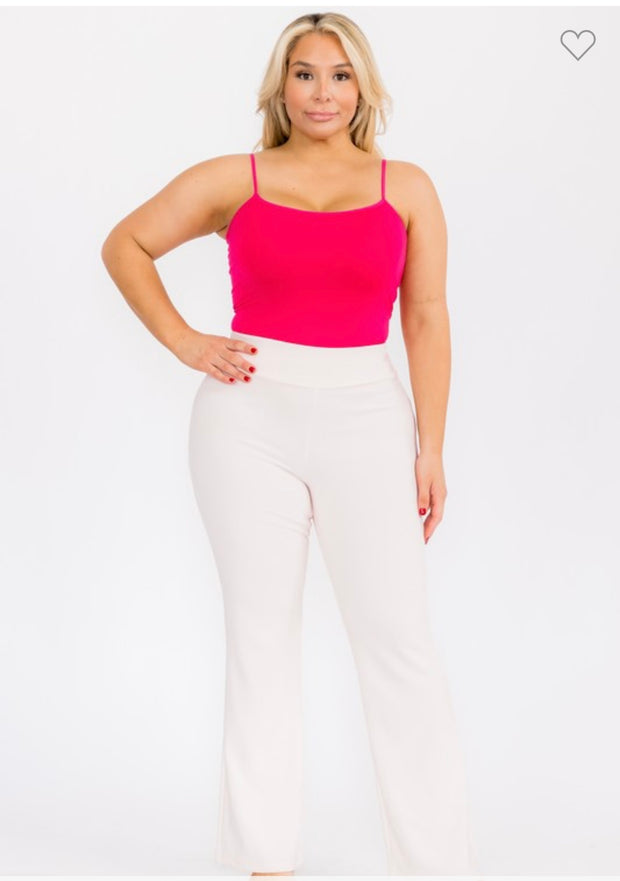 LEG-37 {Got The Look} Ballet Pink High Waist Sculpting Flare Pants PLUS SIZE 1X 2X 3X