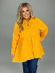 20 SLS {Fun And Done} Yellow Gold Peplum Top PLUS SIZE 1X 2X 3X