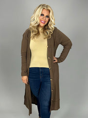 SALE! 22 OT-K {Close To You} Mocha Ribbed Button Up Duster PLUS SIZE 1X 2X 3X