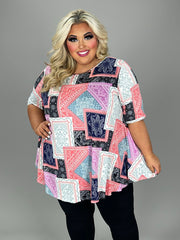 14 PSS {Feminine Faith} Pink Paisley Patchwork Top EXTENDED PLUS SIZE 3X 4X 5X