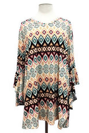 25 PQ {Desert Retreat} Ivory/Rust/Black Tribal Print Top EXTENDED PLUS SIZE 4X 5X 6X