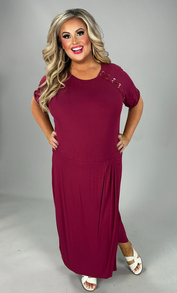 LD-A M-109  {Ralph Lauren} Burgundy Dress Retail $135.00 PLUS SIZE 1X