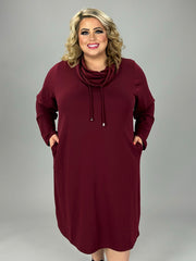 57 SLS {Call A Truce} Burgundy Cowl Neck Dress PLUS SIZE 1X 2X 3X