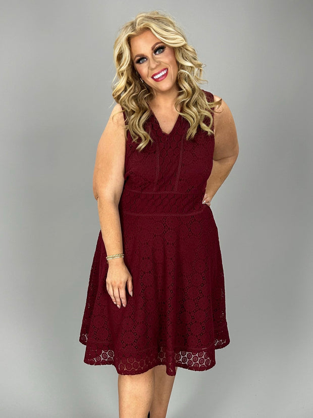 SALE!! SV-A   M-109  {Charter Club} Burgundy Lace Dress Retail $109.50