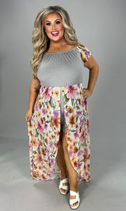 LD-P {All The Allure} Latte Floral Romper PLUS SIZE 1X 2X 3X