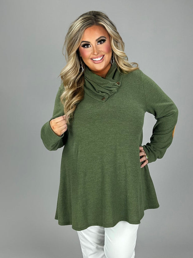 SALE!! 36 SD-C {Got My Attention} Olive Detail Neck Top PLUS SIZE 1X 2X 3X