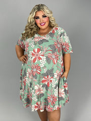 SALE!! 97 PSS-P {Sage Promises} Light Sage Floral V-Neck Dress EXTENDED PLUS SIZE 3X 4X 5X