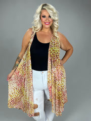 SALE!! 25 OT-L {Everyone Wants This} Yellow/Red Leopard Long Vest PLUS SIZE 3X