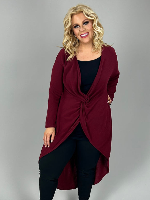 LD-T {Let Love Guide You} Burgundy High/Low Twist Tunic PLUS SIZE 1X 2X 3X