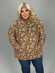 28 HD {Organic Orchard} Brown Floral Print Hoodie EXTENDED PLUS SIZE 3X 4X 5X