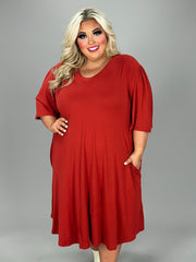 SALE!! 47 SSS {A Solid Choice} Rust V-Neck Dress w/Pockets EXTENDED PLUS SIZE 3X 4X 5X  (True To Size)