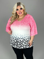 57 PSS {Number One Leopard} PInk Tie Dye Leopard Top  CW EXTENDED PLUS SIZE 4X (fits like 3X)