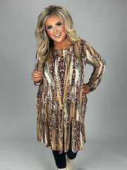 21 PLS-A {Rock On Girl} Tan Leopard Print Ruffle Dress PLUS SIZE 1X 2X 3X