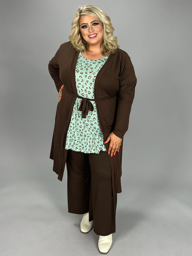 91 OT {Well Aware} Brown Front Tie Cardigan PLUS SIZE 1X 2X 3X