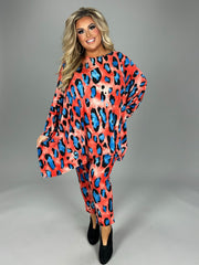 17 SET-Z {Grand Entrance} Red Orange Leopard Set PLUS SIZE 3X 4X 5X