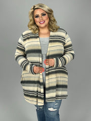 70 OT-Z {Stuck In A Dream} Champagne Striped Cardigan PLUS SIZE 1X 2X 3X