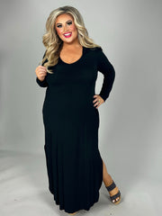 SALE!! LD-Z {Too Adorable} Long Black V-Neck Dress with Hood