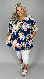 31 PSS {Love Grows Here} Navy Floral Ruffle Sleeve Top EXTENDED PLUS SIZE 4X 5X 6X