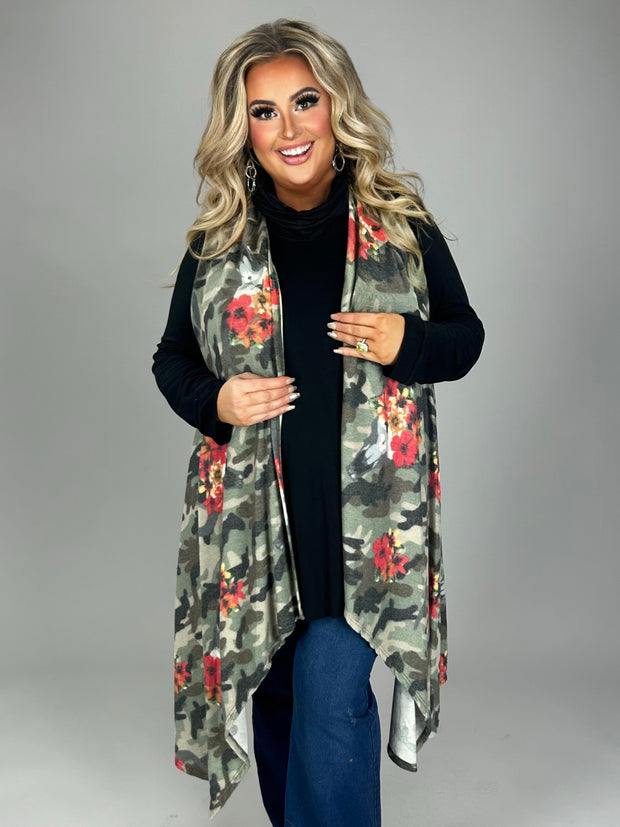 18 OT-A {Camo Love} Camo/Floral Vest PLUS SIZE 1X 2X 3X