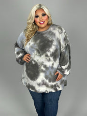 31 PLS {Live For Tie Dye} Charcoal Tie Dye Tunic EXTENDED PLUS SIZE 3X 4X 5X