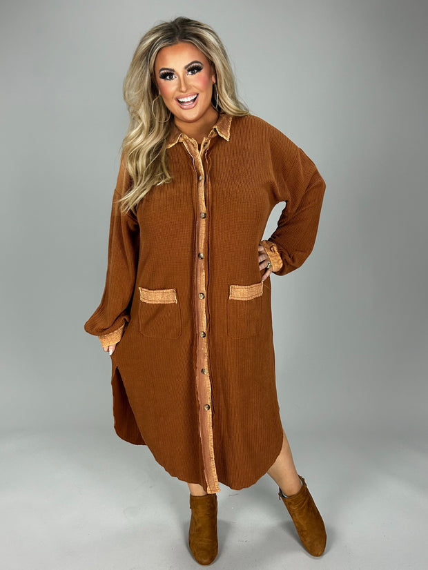 18 OT-Z {Love Me Always} Umgee Camel Button Up Duster PLUS SIZE XL 1X 2X