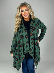 SALE! 19 OT-A {Real Life} Green Cheetah Cardigan PLUS SIZE 1X 2X 3X