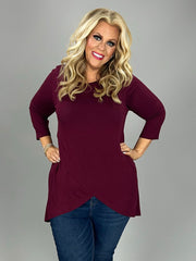 SALE!! 35 SQ-B {Hidden Beauty} Maroon Overlay Hem Tunic PLUS SIZE XL 2X 3X