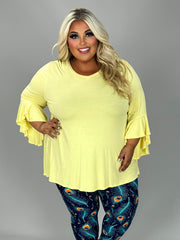 52 SQ {Free To Dazzle} Banana Yellow V-Neck Top EXTENDED PLUS SIZE 4X 5X 6X