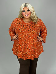 38 PQ {Office Favorite} Rust Print V-Neck Tunic PLUS SIZE XL 2X 3X 4X 5X