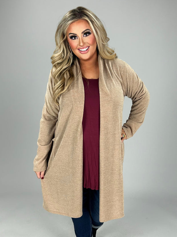 58 OT-F {Stick With Me} Khaki Duster w/Pocket PLUS SIZE 1X 2X 3X 4X 5X