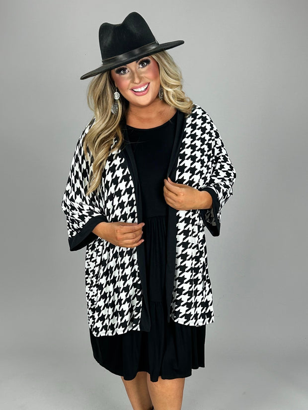 26 OT-U {In The Works} Black Houndstooth Kimono PLUS SIZE XL 2X 3X