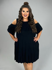 SALE!! 33 OS-D {Found Your Way} Black Cold Shoulder Dress PLUS SIZE XL 2X 3X