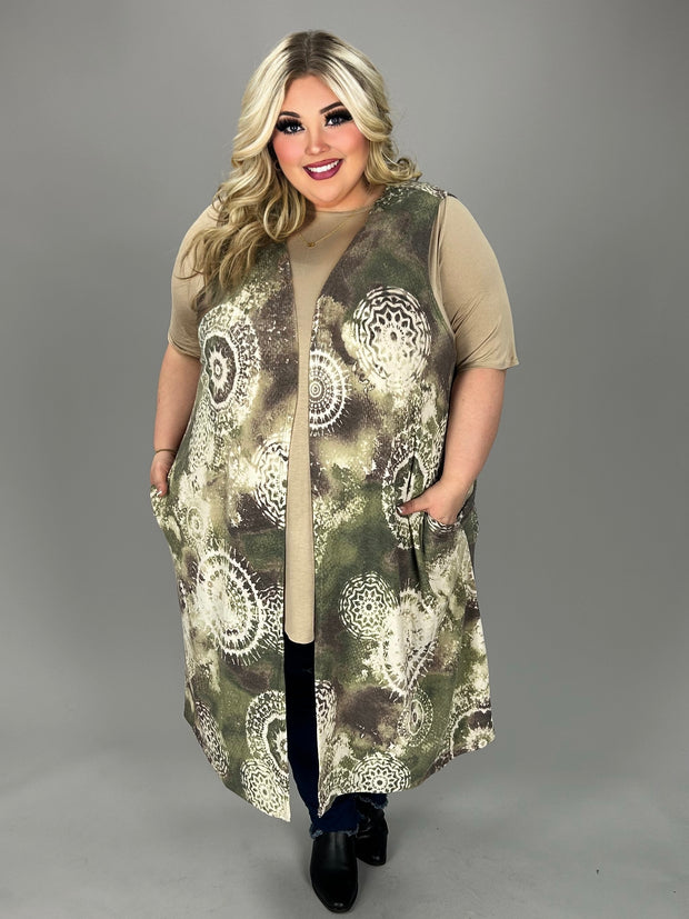 LD [Rodeo Perfection II} Olive & Ivory Mandala Print Vest CURVY BRAND!!! PLUS SIZE 1X 2X 3X