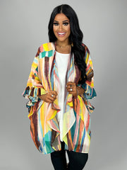 SALE!! 71 OT-B {Striped Fun} UMGEE Multi-Color Kimono Plus Size XL 1XL 2XL