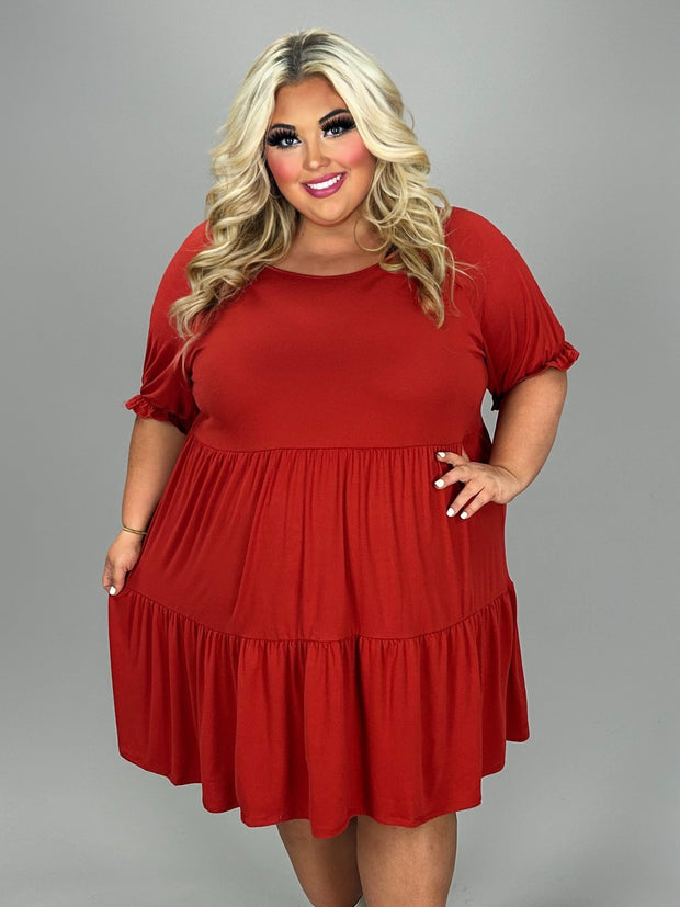 50 SSS {Find Your Tier} Rust Tiered Dress EXTENDED PLUS SIZE 3X 4X 5X (True to Size)