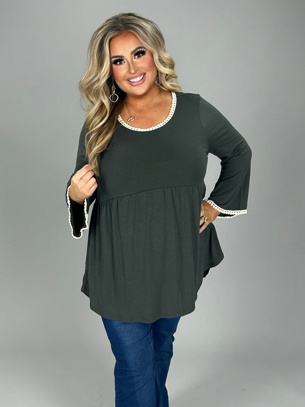 18 SD  {Appreciate The Elegance} Ash Grey Babydoll Top PLUS SIZE 1X 2X 3X