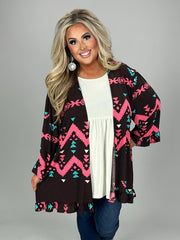 SALE!  25 OT-G {Dream Walker} Brown Tribal Print Cardigan PLUS SIZE 1X 2X 3X