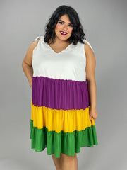 58 SV-C {Fashion Unite} Multi-Color Tiered Lined Dress PLUS SIZE XL 2X 3X