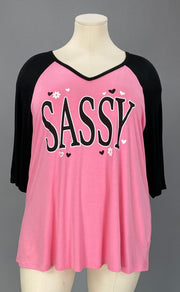 SALE!! 29 GT {Sassy} Pink/Black Graphic Tee CURVY BRAND!!!  PLUS SIZE XL 2X 3X  (May Size Down 1 Size}