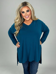 SALE! 56 SLS-D {Now & Zen} Teal V-Neck Tunic Plus size 1X 2X 3X