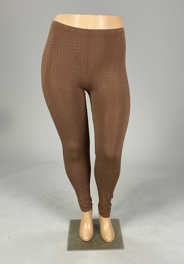 BT {Studded Beauty} Brown Rhinestone Vocal Leggings PLUS SIZE 1X 2X 3X