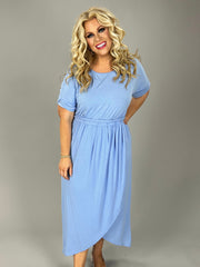 LD-Q {Part Of My Charm} Sky Blue Belted Midi Dress PLUS SIZE 1X 2X 3X