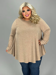 26 SLS {Woodsy Aroma} Taupe Long Sleeve Top EXTENDED PLUS SIZE 3X 4X 5X