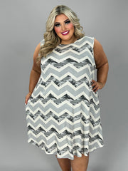 52 SV-B {March To The Beat} Lt. Grey/Camo Chevron Print Dress EXTENDED PLUS SIZE 3X 4X 5X