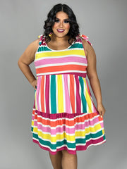 75 SV {Goes Both Ways} Yellow Stripe Babydoll Dress PLUS SIZE 1X 2X 3X