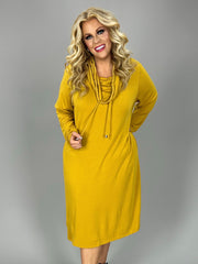 57 SLS  [Call A Truce} Mustard Cowl Neck Dress PLUS SIZE 1X 2X 3X