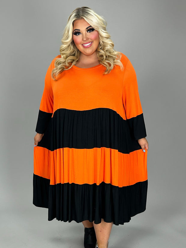 32 CP {Let Me Be Frank} Orange/Black Tiered Dress CURVY BRAND!!!  EXTENDED PLUS SIZE 2X 4X 5X 6X