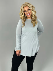 73  SLS {Here I Stand} Light Grey Round Neck Top PLUS SIZE 1X 2X 3X