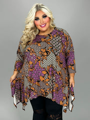 38 PQ {Take A Hint} Purple Print Asymmetrical Top EXTENDED PLUS SIZE 3X 4X 5X