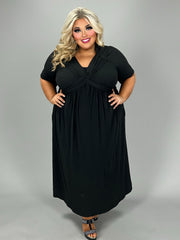 LD-P {Perfectly Devine} Black V-Neck Midi Dress CW EXTENDED PLUS SIZE 2X 4X 5X 6X